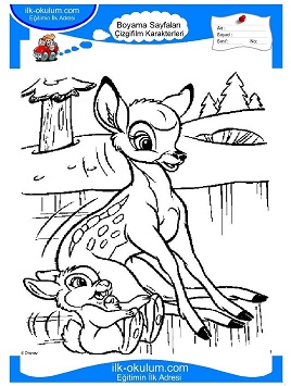 Çocuklar İçin Bambi Boyama Sayfaları 
